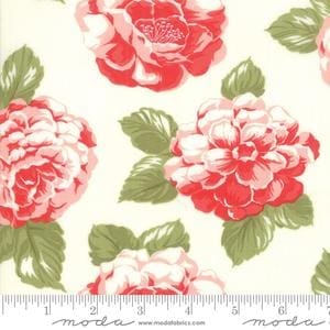 108", cream, pink, red, green, cotton, sateen, floral, quilt backing, Moda, wide back, Bonnie & Camille, Early Bird