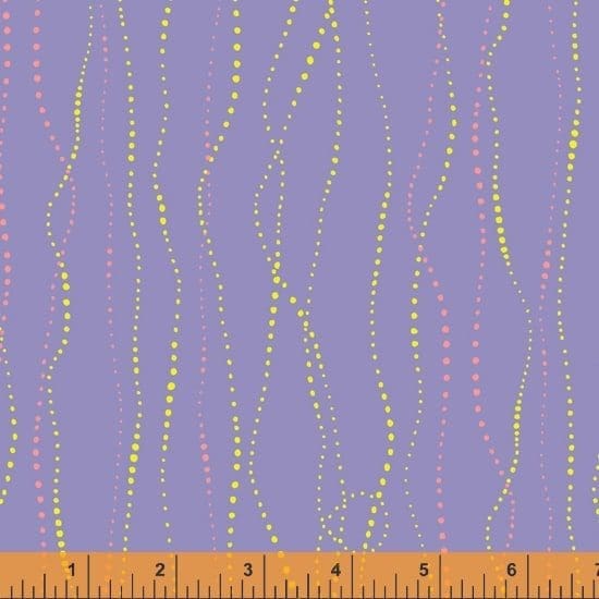 colourful linear dot patterns on a periwinkle background