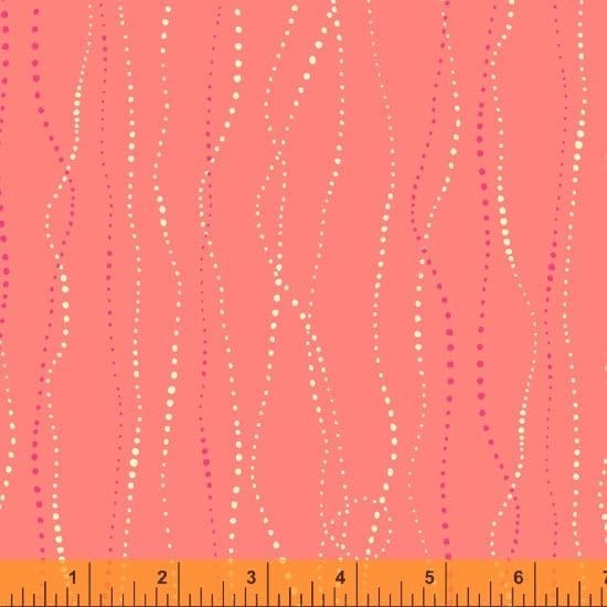 colourful linear dot patterns on a coral background