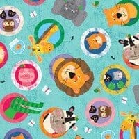 Noah & Friends Porthole Animals AQUA