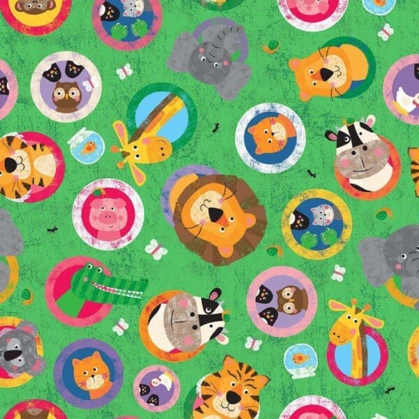 Noah & Friends Porthole Animals GREEN