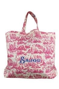 Maison Sajou Sewing Kit Large Tote Bag Pink Toile de Jouy