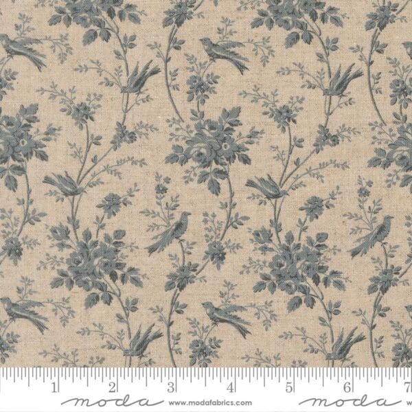 FG Oiseaux Florals Birds Pearl Fr Blue Linen FG Oiseaux Florals Birds Pearl Fr Blue Linen